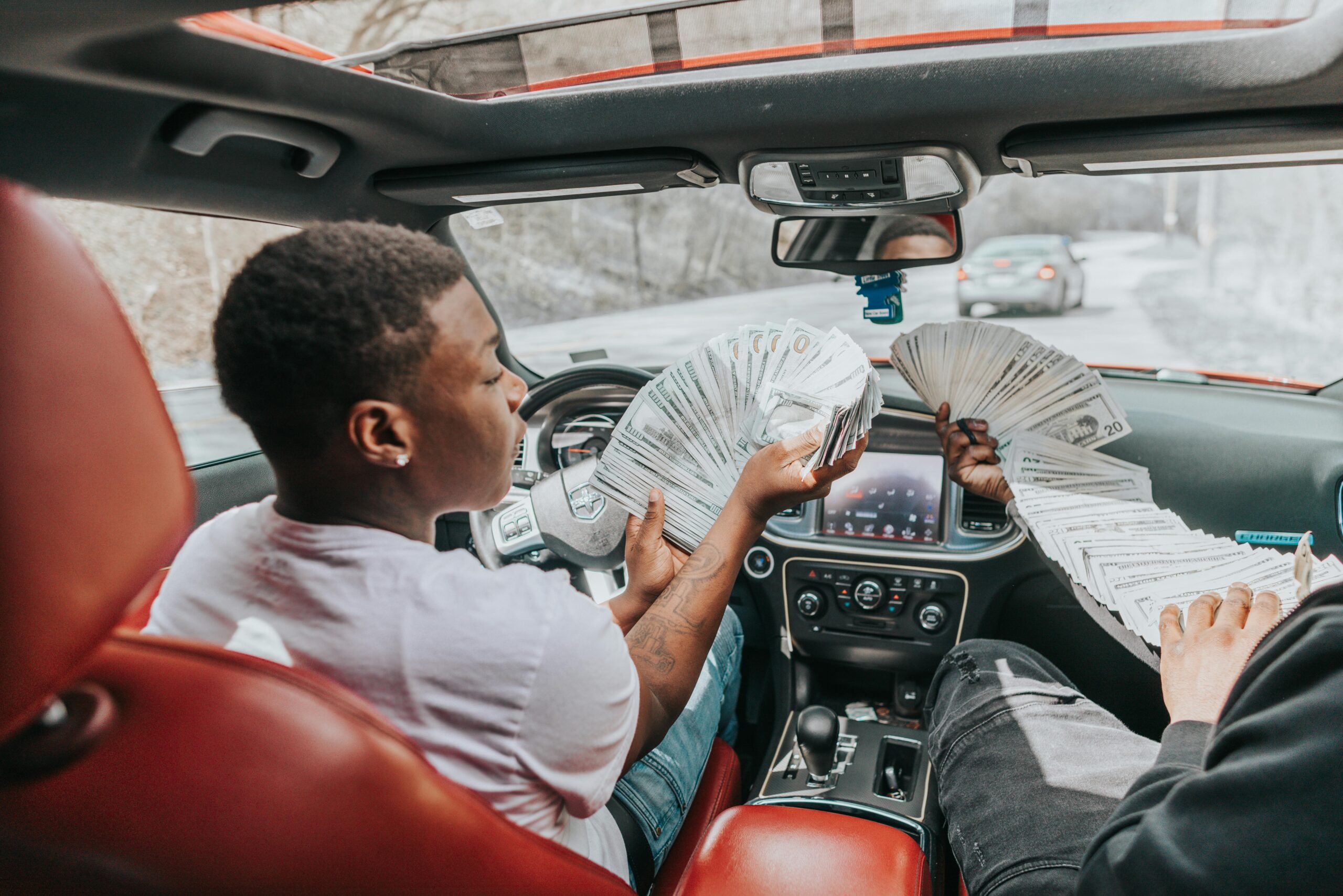Two men displaying large amounts of cash inside a luxury car, highlighting wealth and lifestyle.make money fast, earn $1,000,000 quickly, newbie writer success, how to make money writing, beginner writer income, instant success method, proven writing strategy, make money online 2025, fast income ideas, writing for money, millionaire writer story, no BS money method, earn money as a new writer, quick cash writing, writing success tips, 5-hour money challenge, real income methods, writing career beginners, fast earnings writing, passive income writing, 2025 money strategies