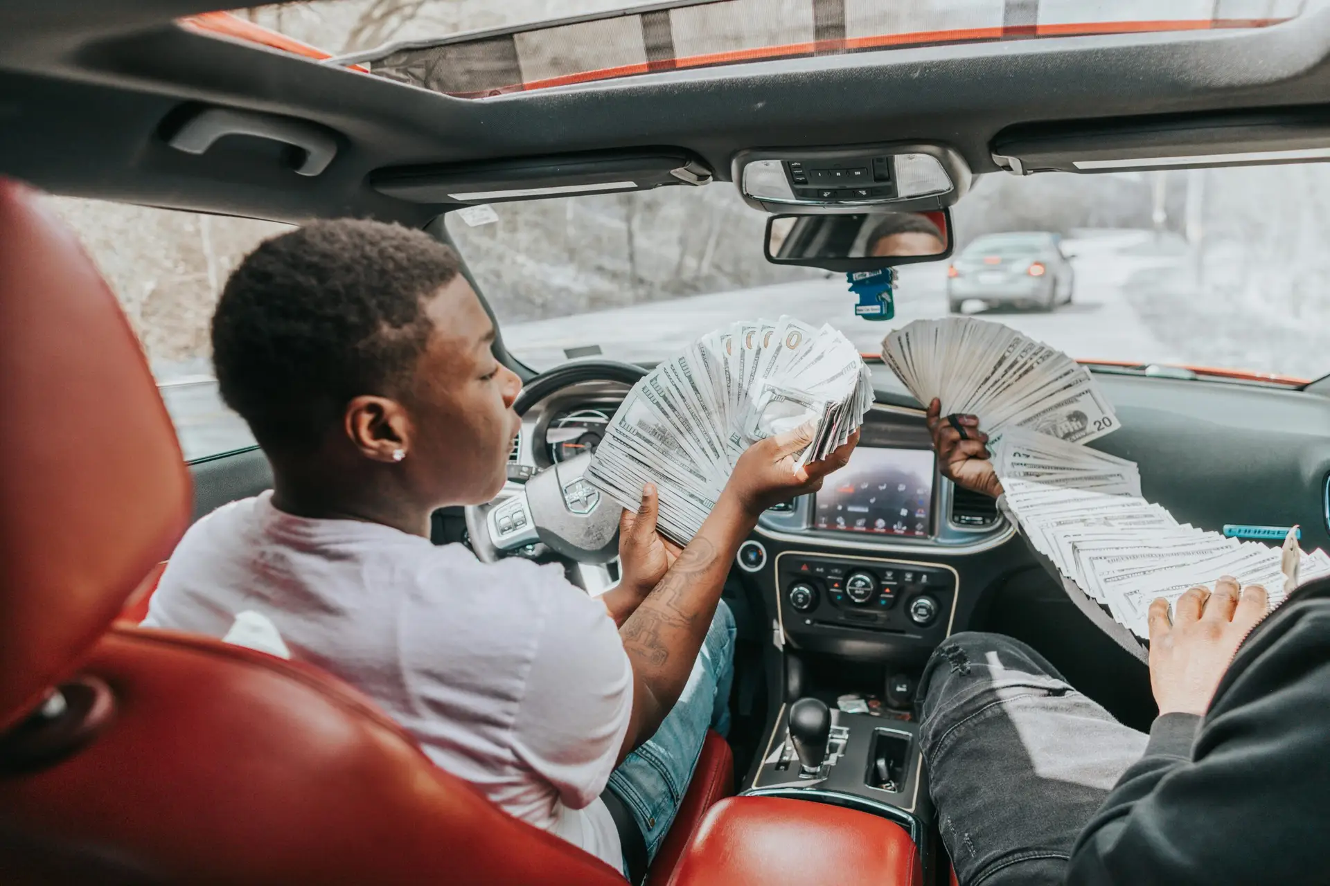 Two men displaying large amounts of cash inside a luxury car, highlighting wealth and lifestyle.make money fast, earn $1,000,000 quickly, newbie writer success, how to make money writing, beginner writer income, instant success method, proven writing strategy, make money online 2025, fast income ideas, writing for money, millionaire writer story, no BS money method, earn money as a new writer, quick cash writing, writing success tips, 5-hour money challenge, real income methods, writing career beginners, fast earnings writing, passive income writing, 2025 money strategies